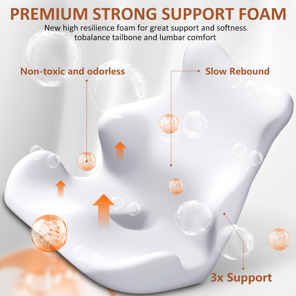 Seat Cushion with Back Support,Lumbar Support Pillow for Office Chair,office chair cushion for Sciatica and Hemorrhoid Relief,Tailbone Pain，Memory Foam Seat Cushion with L-Shaped Ergonomic Design