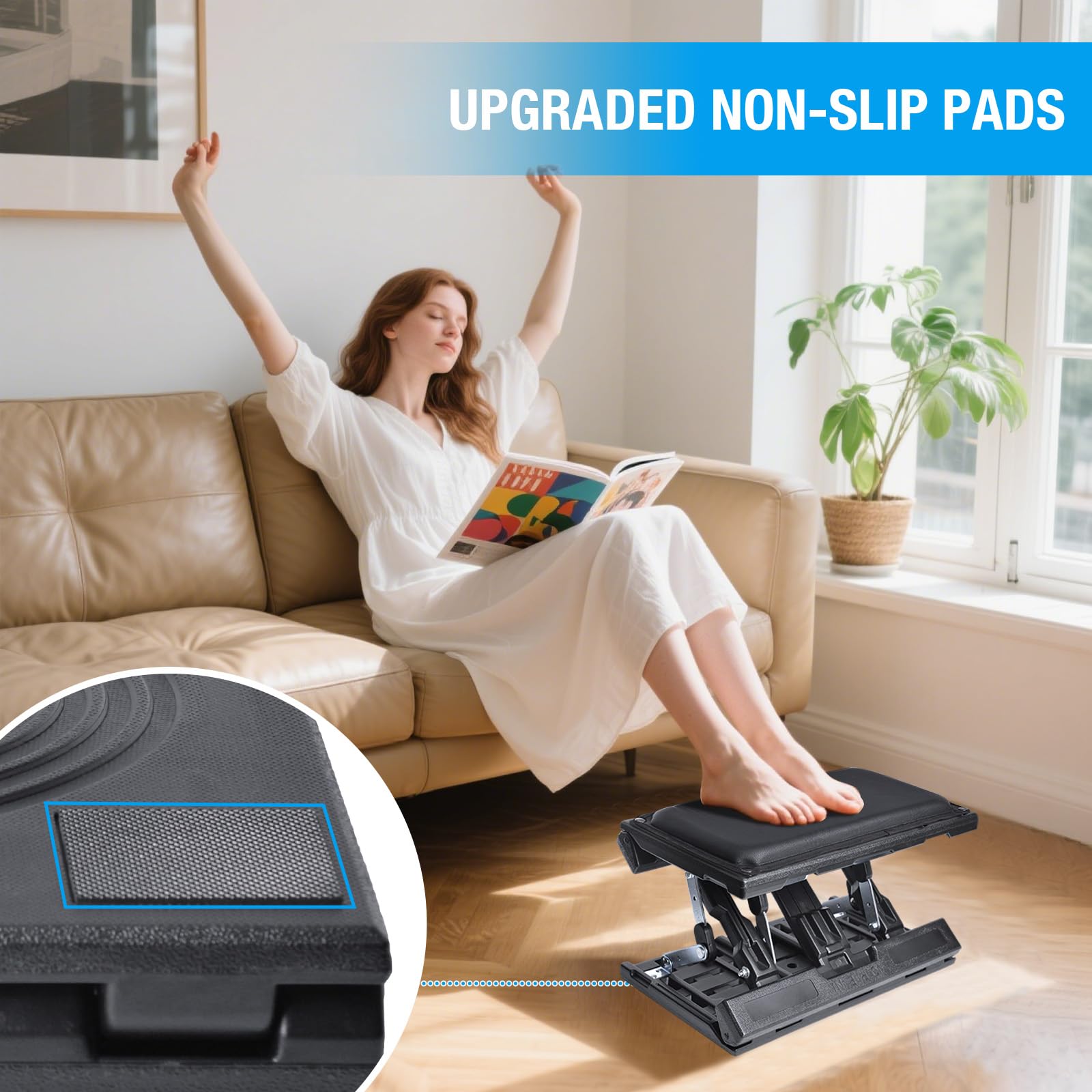 Adjustable Ergonomic Under-Desk Footrest for Office