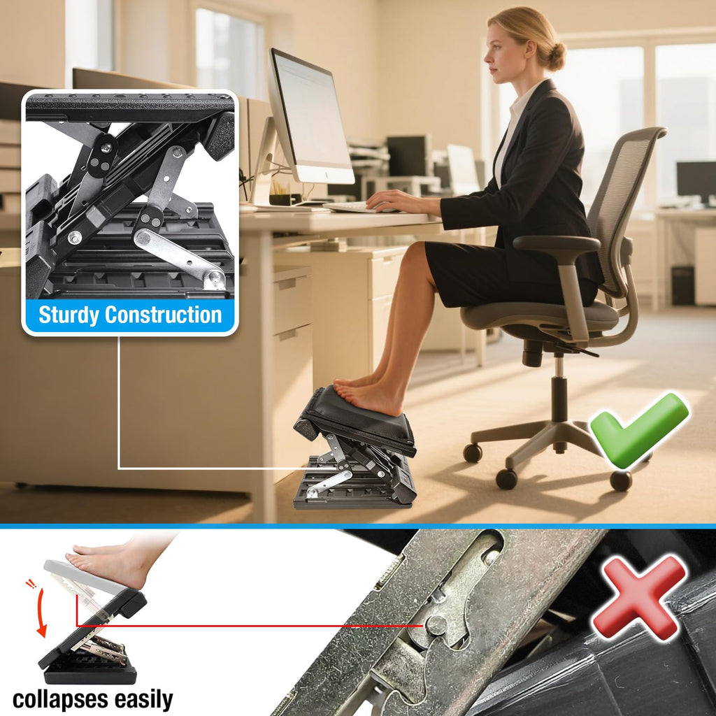 Adjustable Ergonomic Under-Desk Footrest for Office