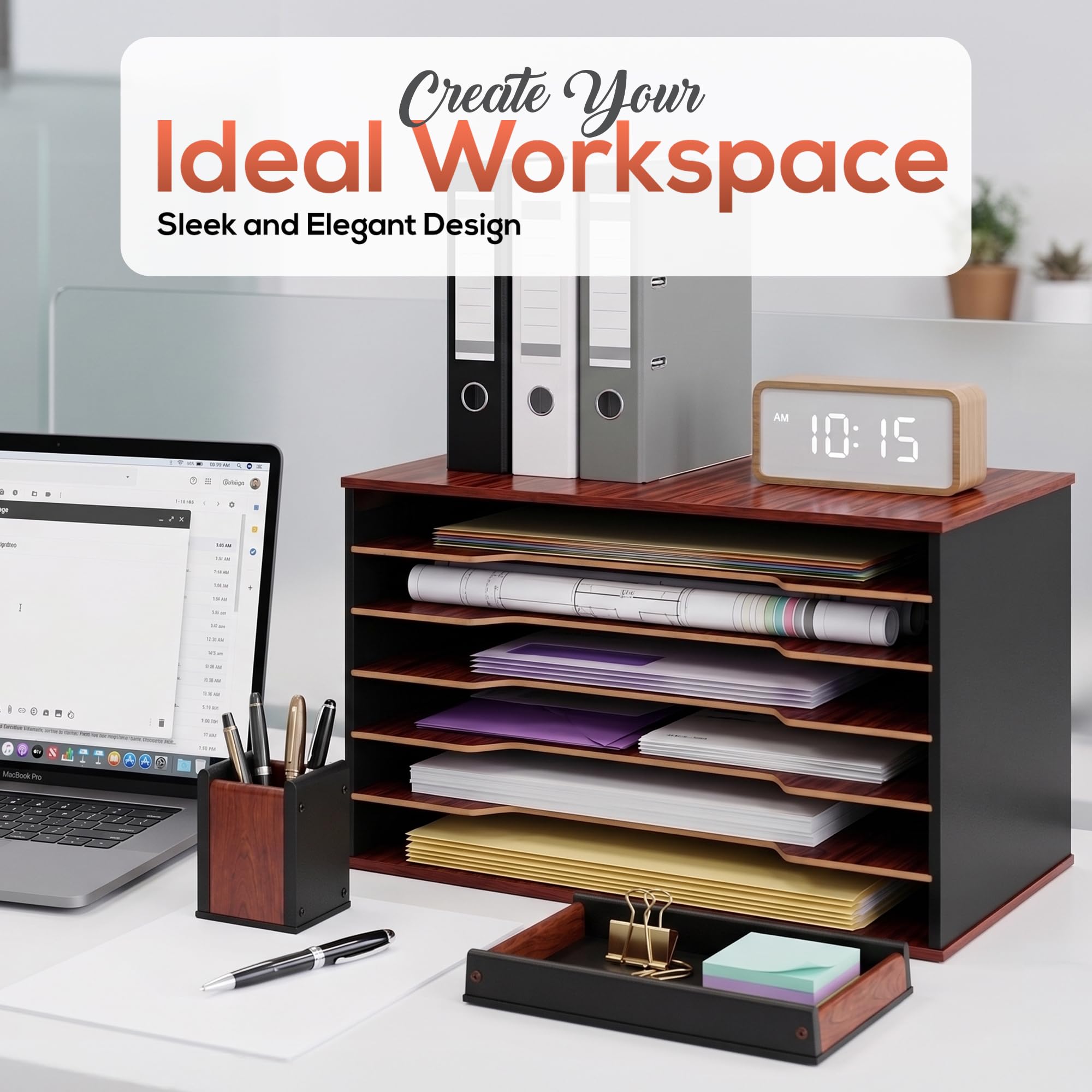 Davis Lorence 6-Tier Wooden Paper Organizer for 11x17