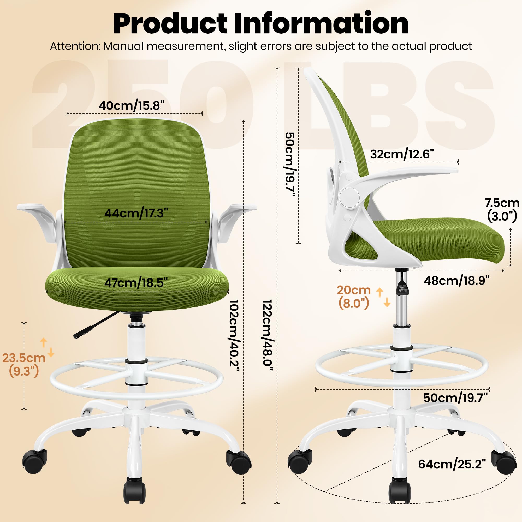 Primy Drafting Chair Tall Office Chair with Flip-up Armrests PR934-Z