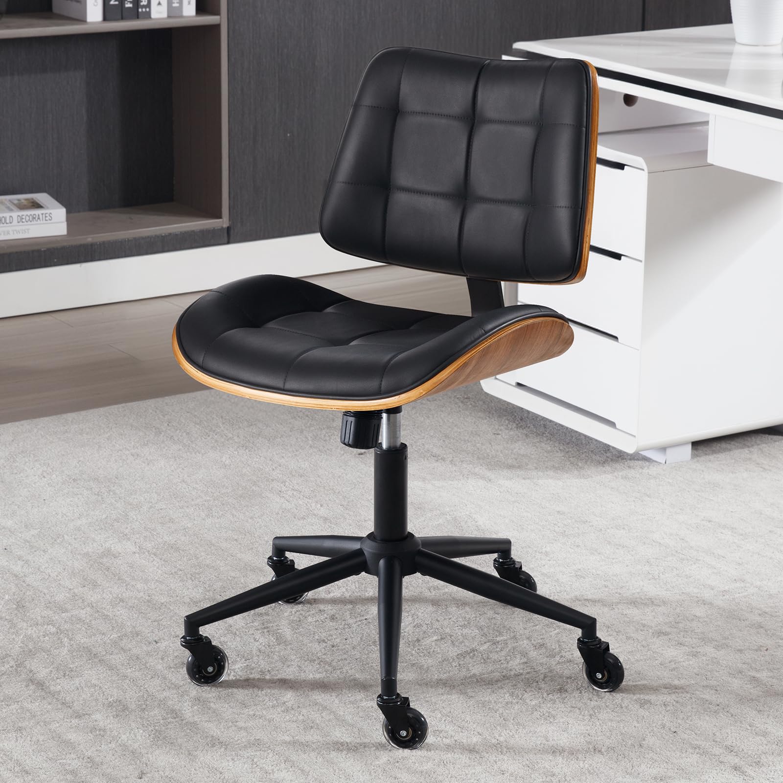 BERYTH 5010 Mid-Back Walnut Office Chair with Wheels