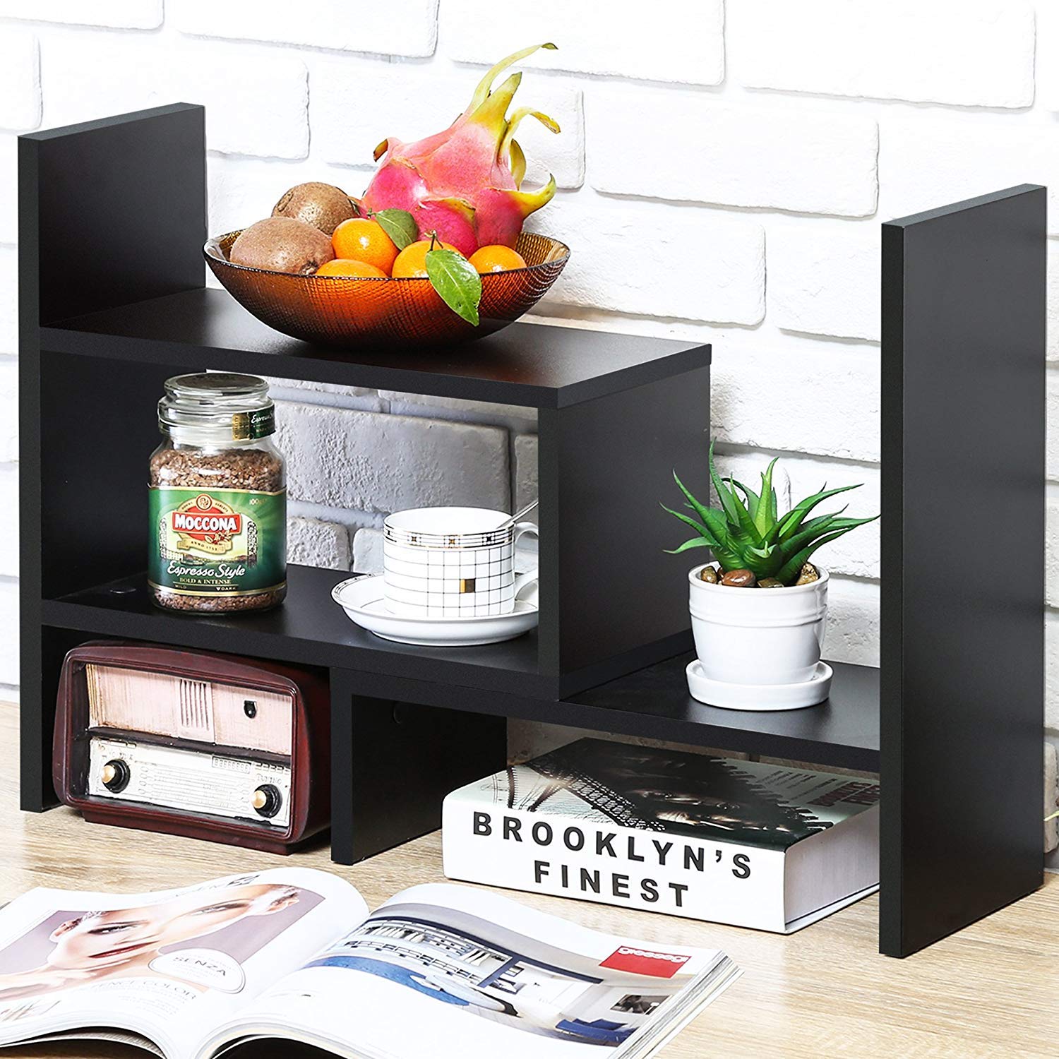 Clamp-On Metal Desk Pegboard Organizer with 2 Shelves