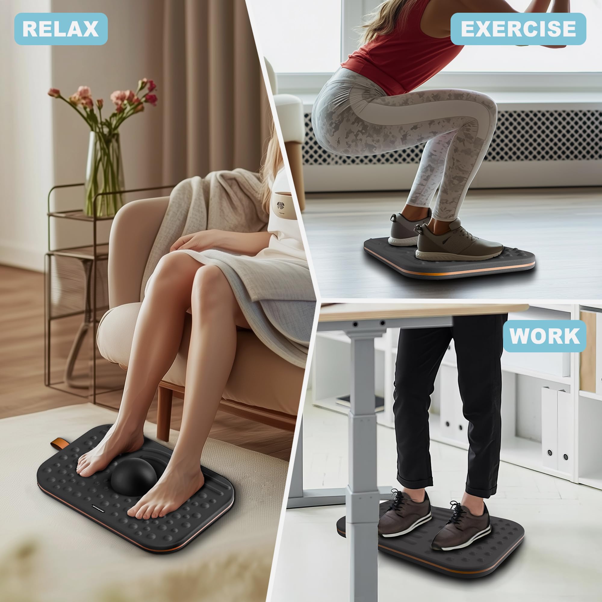 ERGO COLLECT 2-in-1 Standing Desk Balance Board & Foot Mat