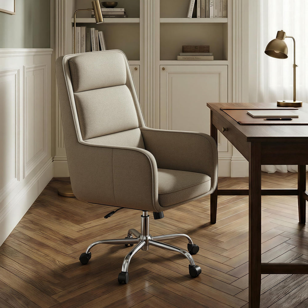 COLAMY Modern Executive High Back Home Office Chair Vanity Chair with Head and Lumbar Support, Armrest