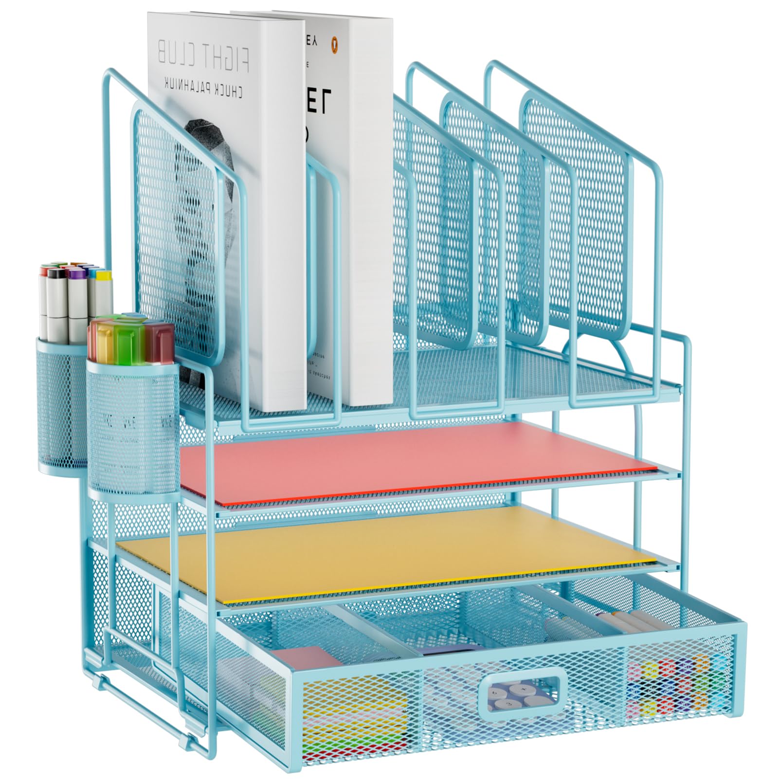 Marbrasse 4-Tier Mesh Desk File Organizer for Office