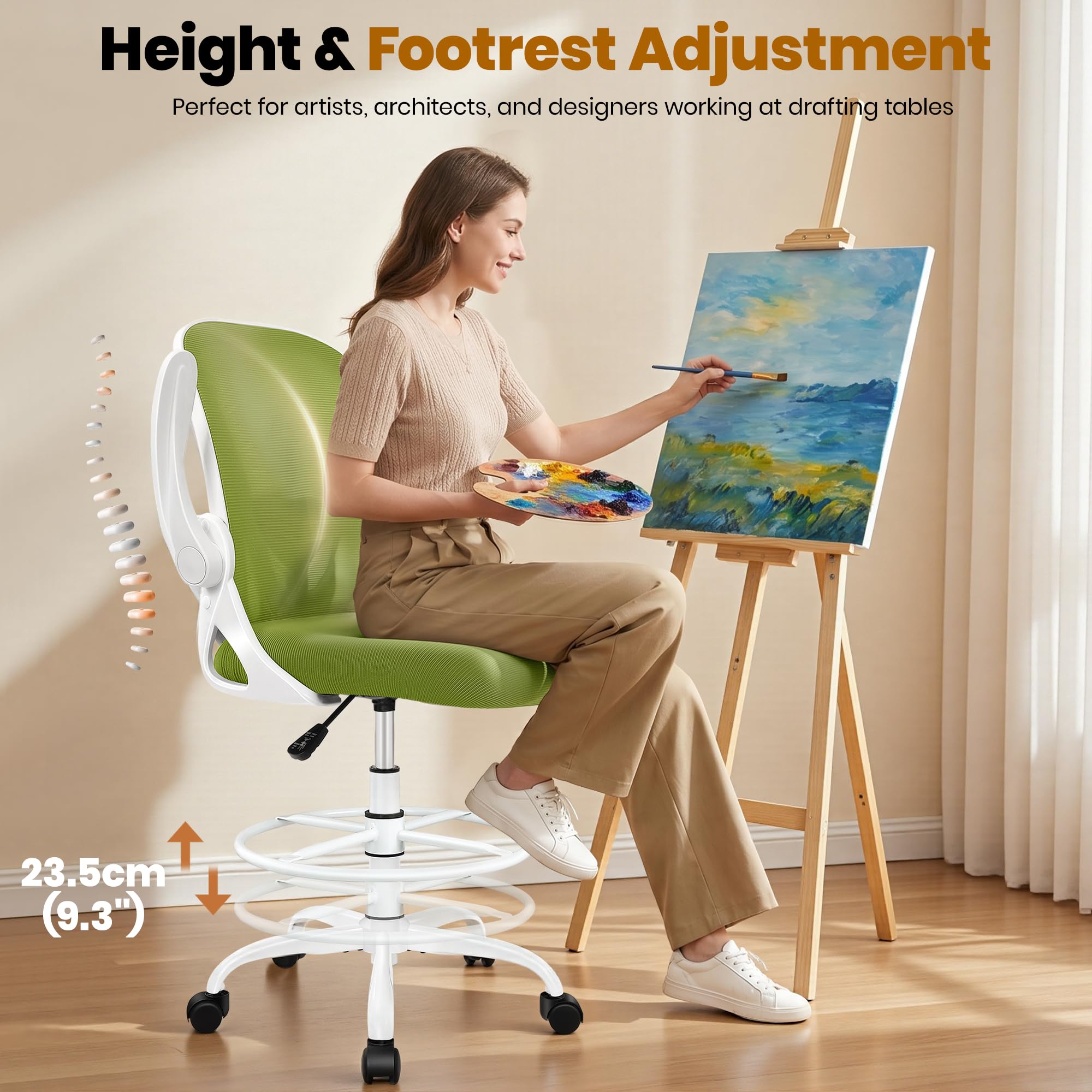 Primy Drafting Chair Tall Office Chair with Flip-up Armrests PR934-Z