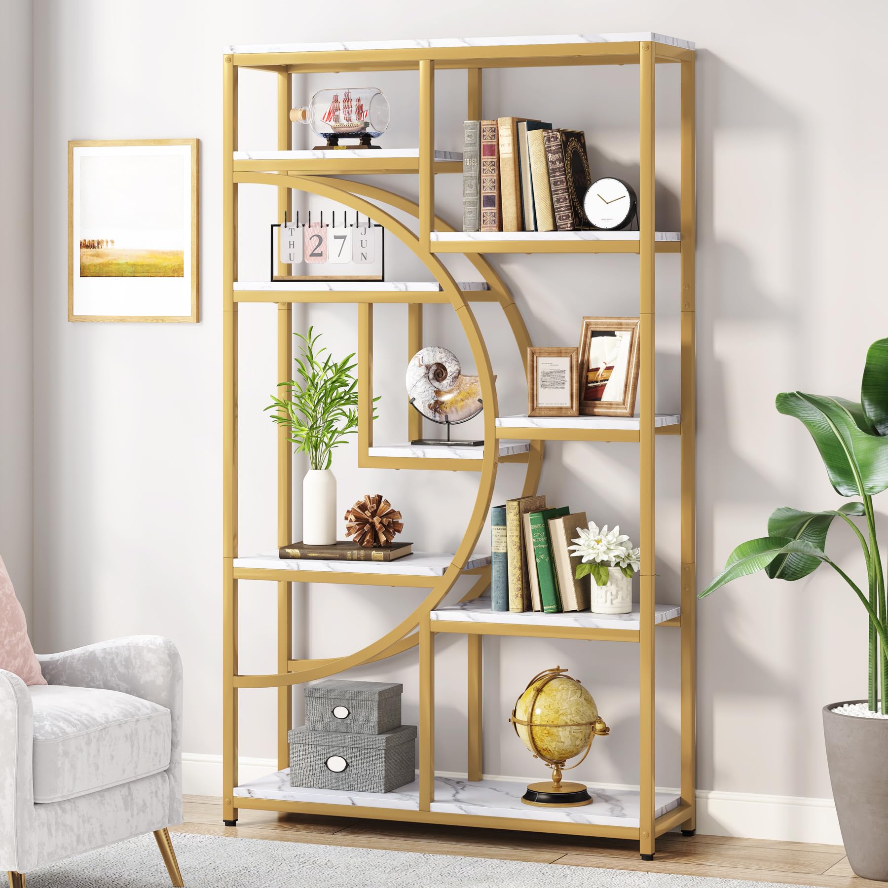 Tribesigns Industrial 9-Shelf Open Office Bookcase