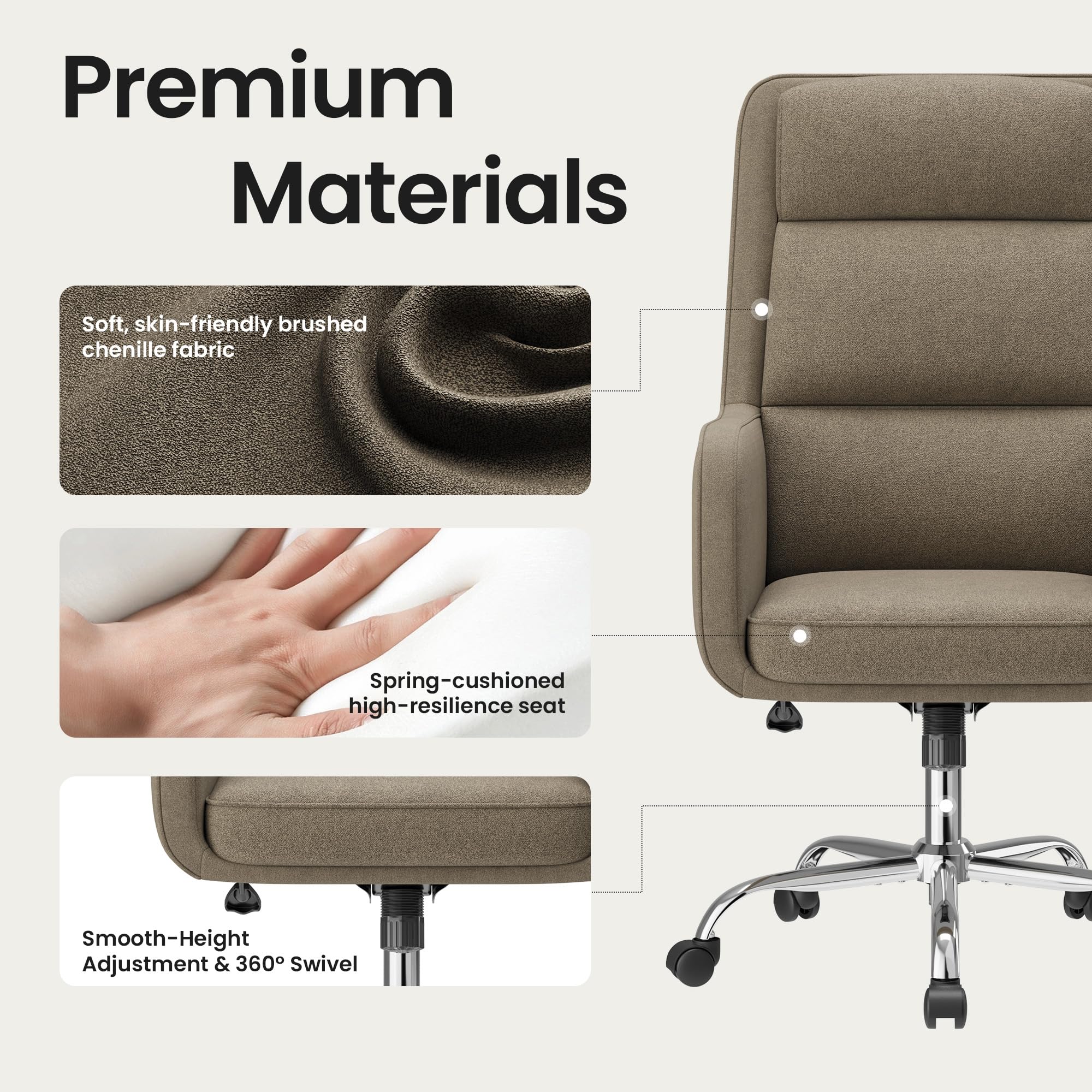 COLAMY Modern Executive High Back Home Office Chair Vanity Chair with Head and Lumbar Support, Armrest