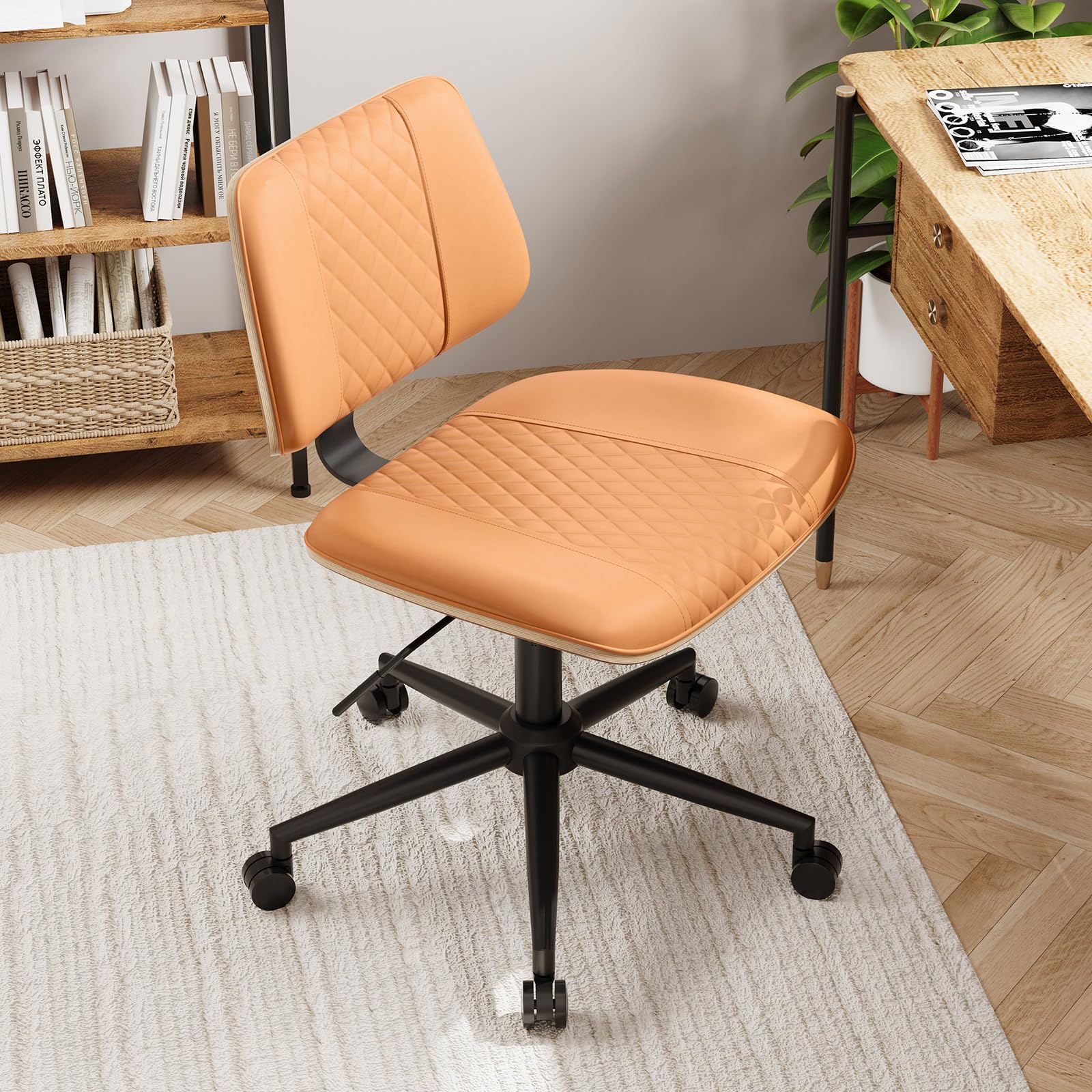 BERYTH 5010 Mid-Back Walnut Office Chair with Wheels