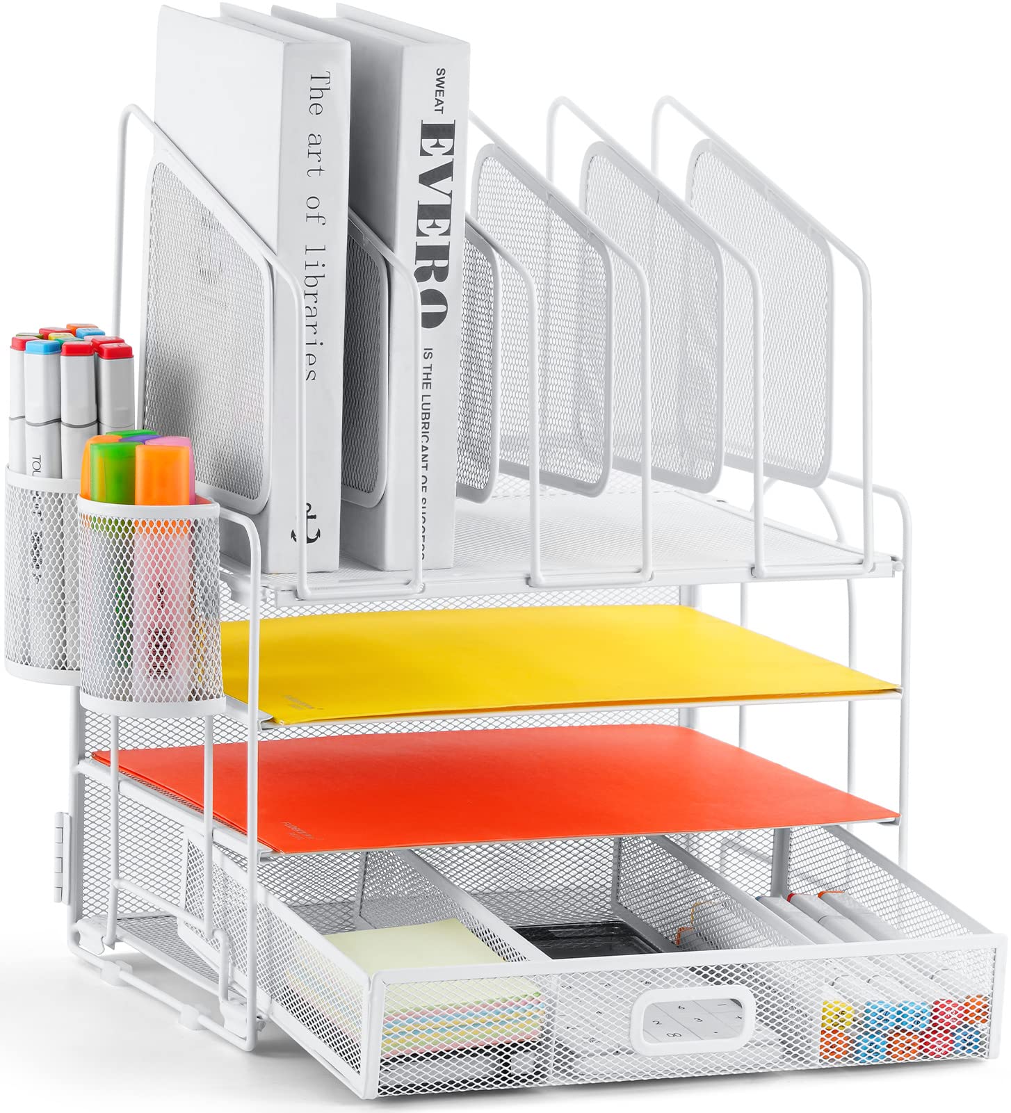 Marbrasse 4-Tier Mesh Desk File Organizer for Office