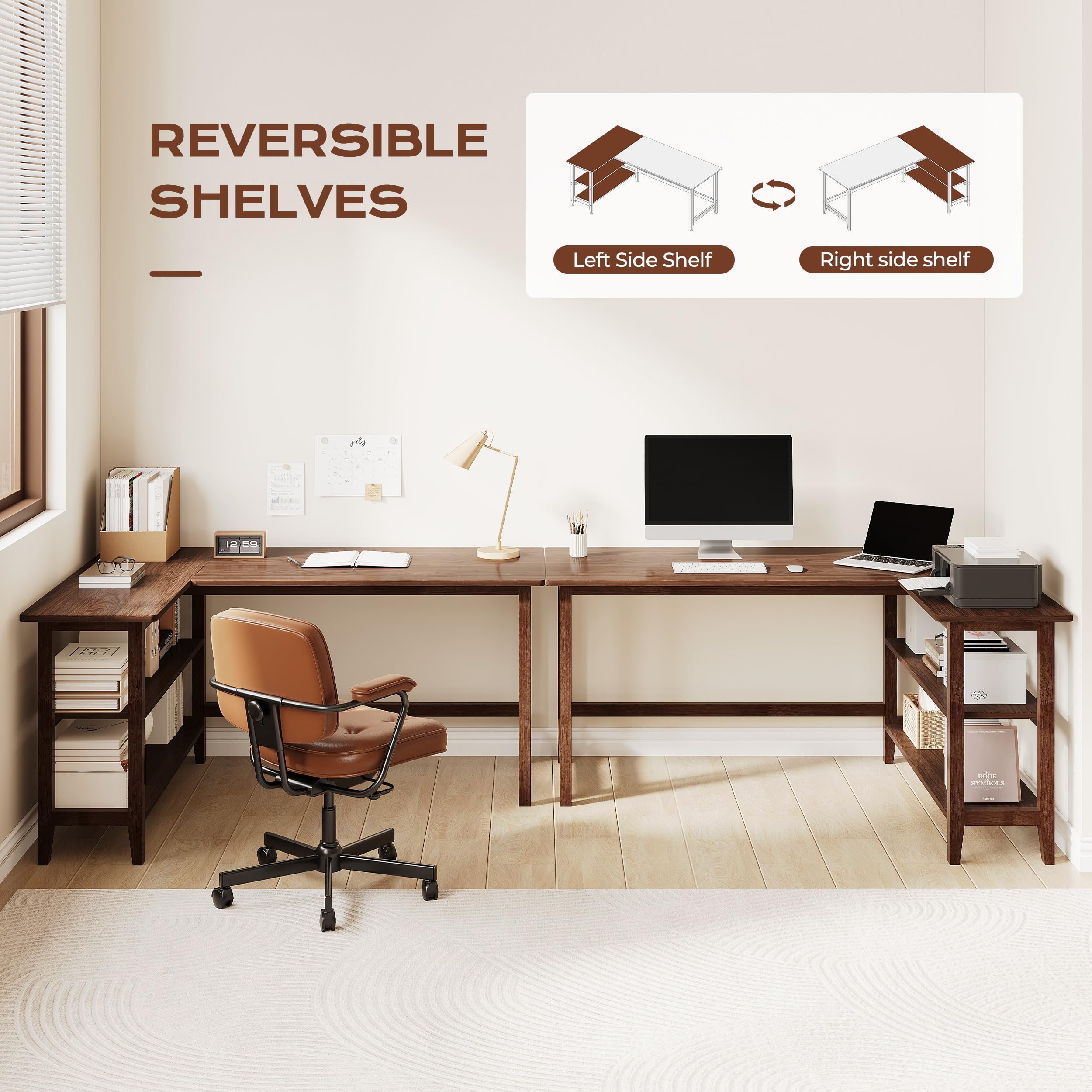 IOTXY Reversible L-Shaped Office Desk with Storage
