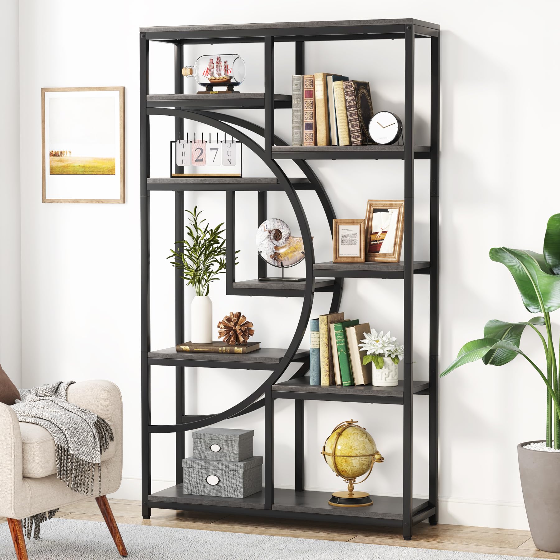 Tribesigns Industrial 9-Shelf Open Office Bookcase