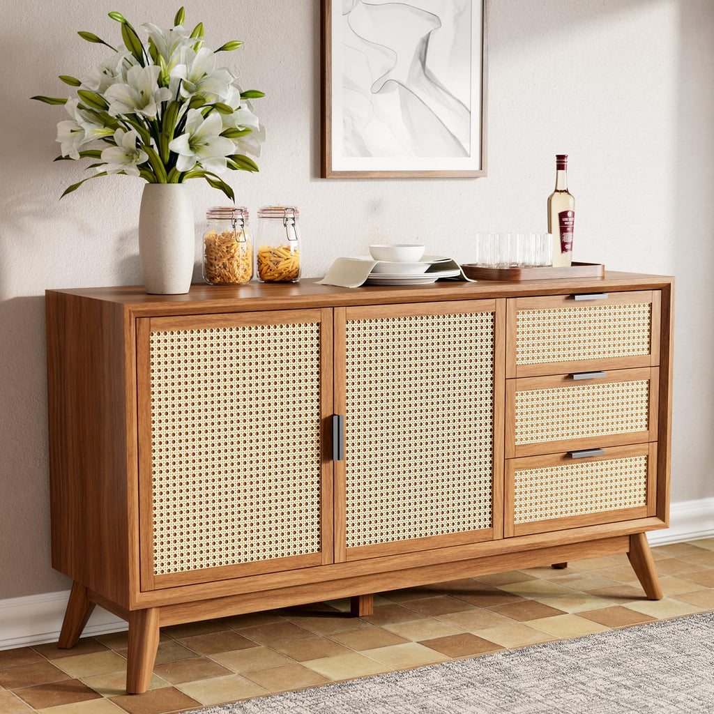 Bme Georgina Solid Wood Sideboard with Geometric Pattern