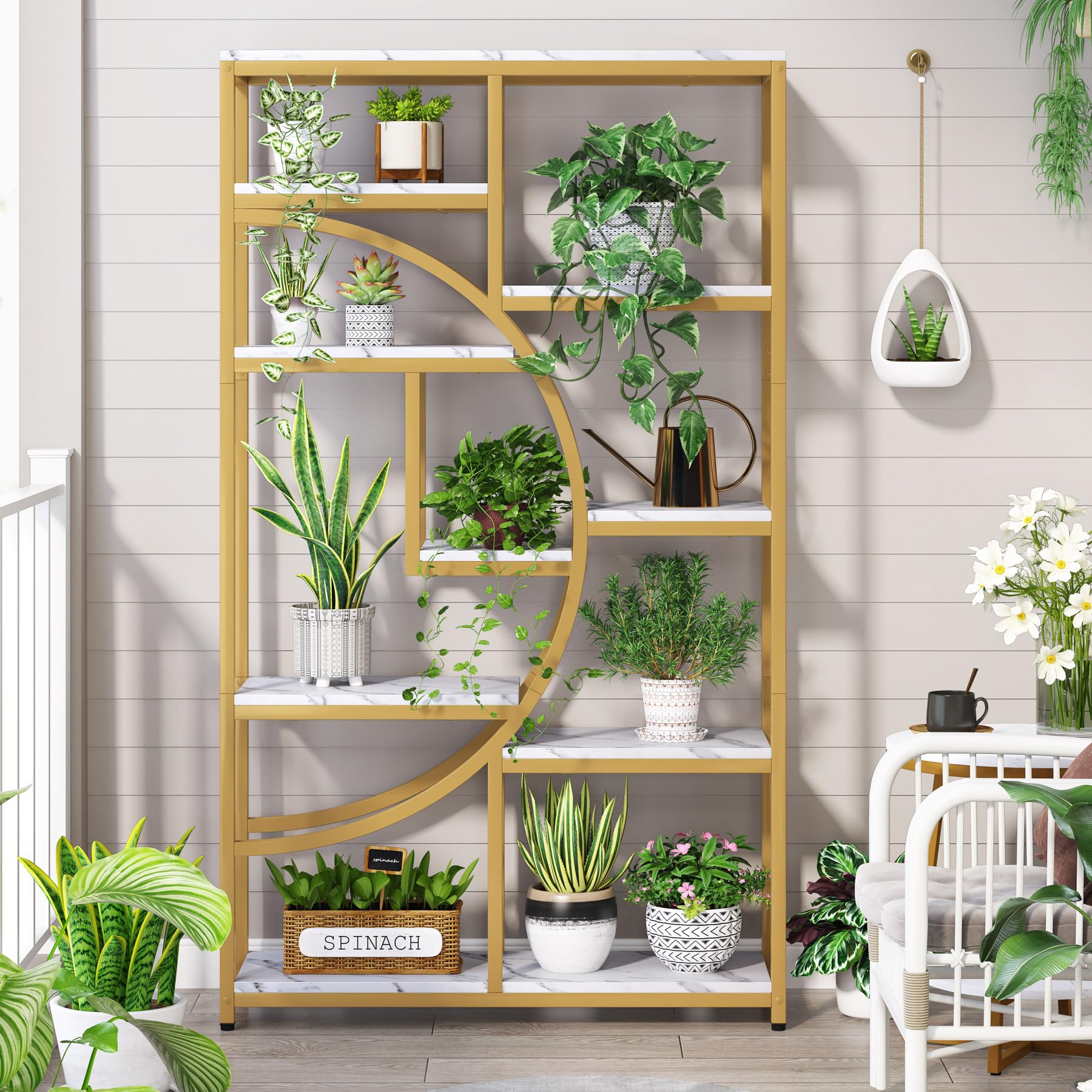 Tribesigns Industrial Bookshelf Bookcase with 9 Open Shelf