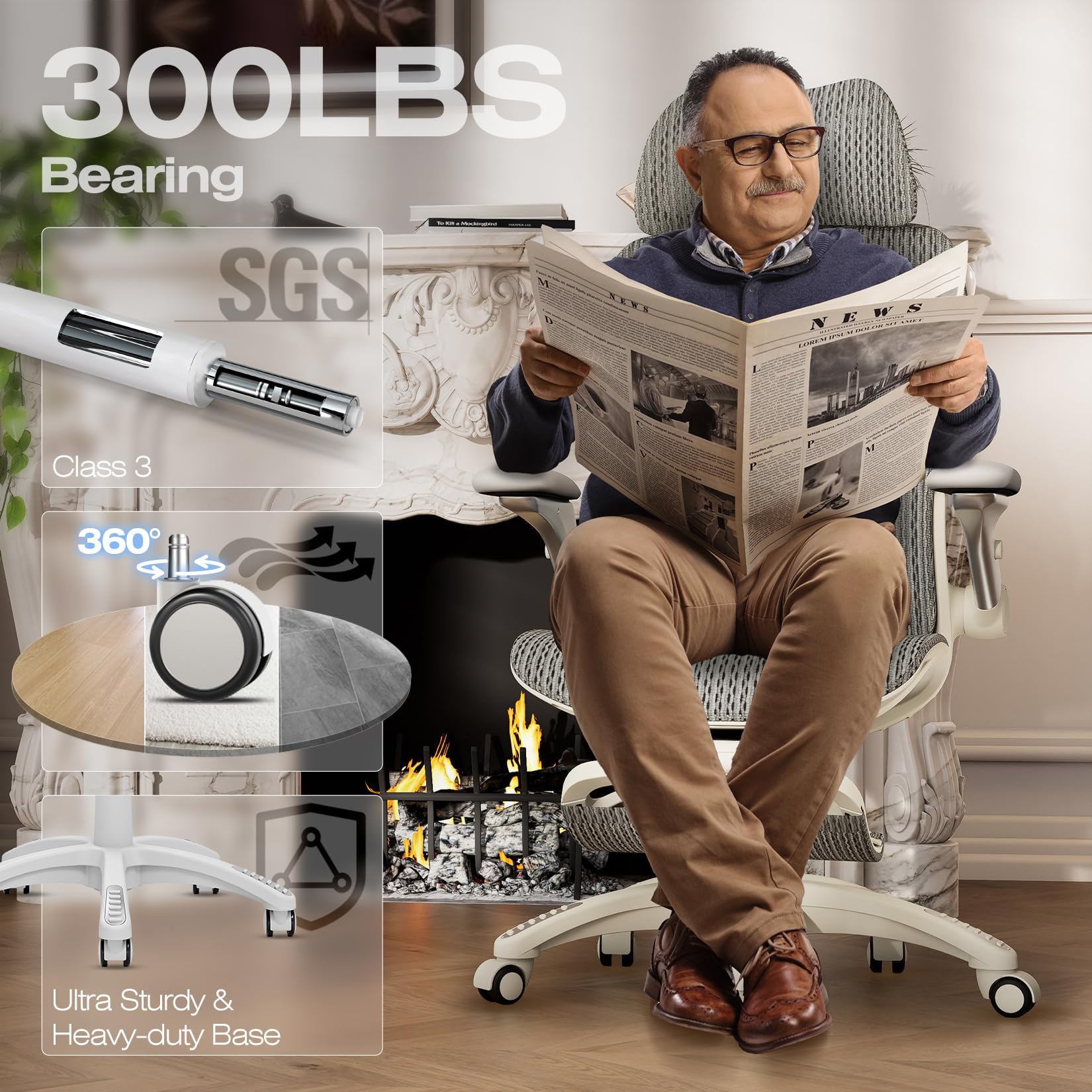 ELABEST X100 Ergonomic Mesh Office Chair with Footrest