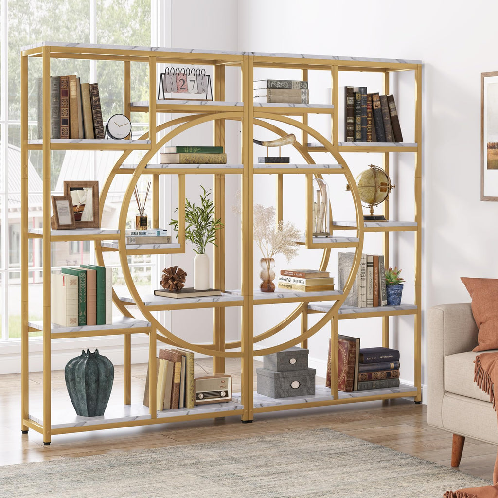 Tribesigns Industrial Bookshelf Bookcase with 9 Open Shelf