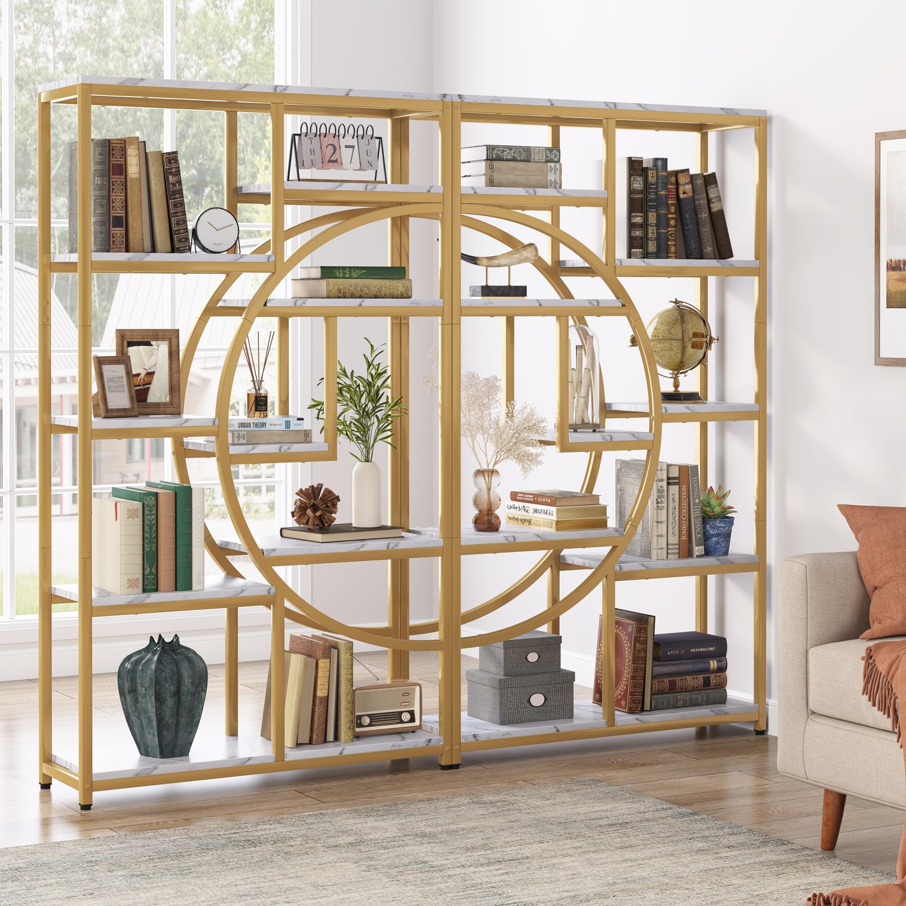Tribesigns Industrial Bookshelf Bookcase with 9 Open Shelf