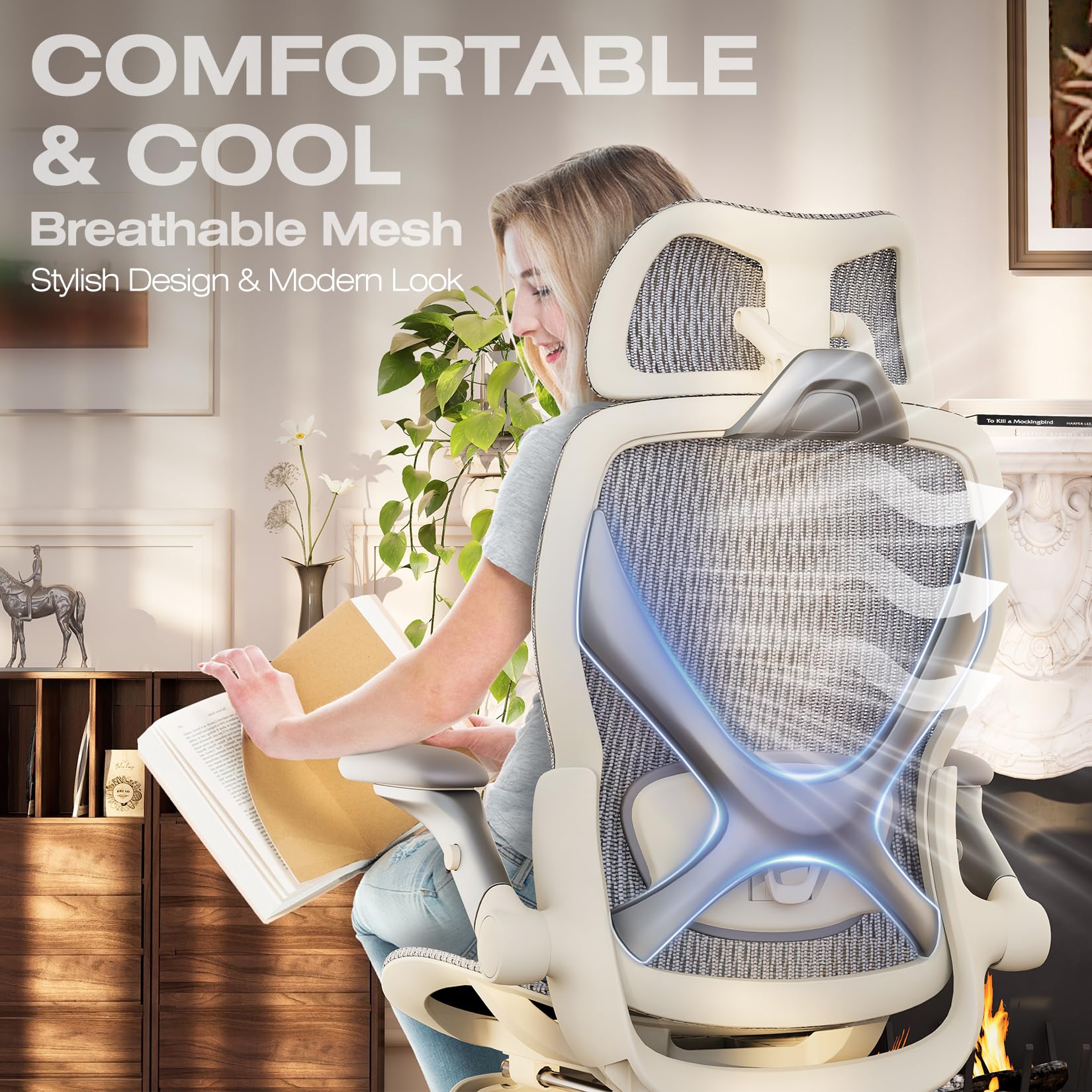 ELABEST X100 Ergonomic Mesh Office Chair with Footrest