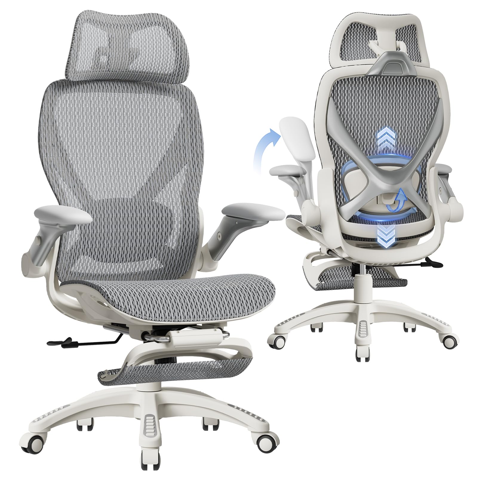 ELABEST X100 Ergonomic Mesh Office Chair with Footrest