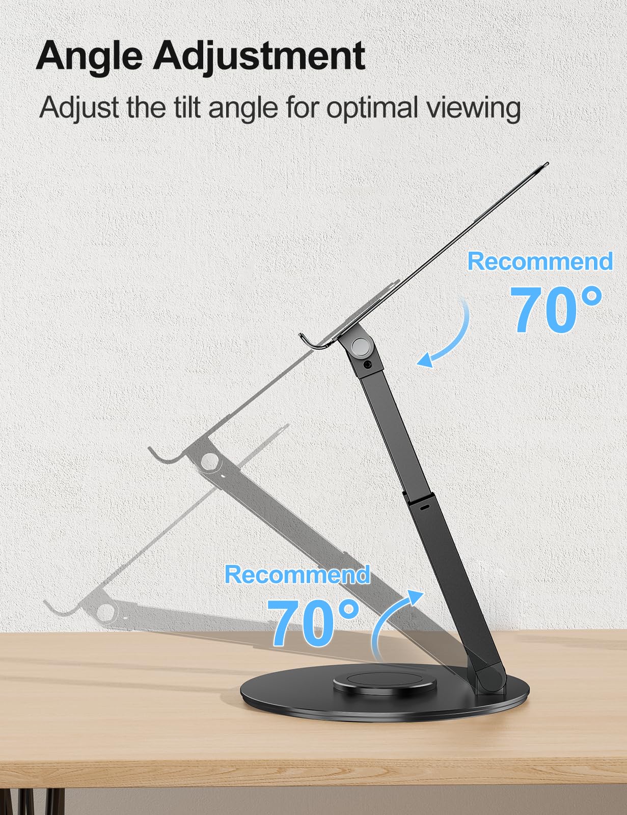 tounee Telescopic Laptop Stand for Desk with 360° Swivel Base, Sit to Stand, Height Adjustable, Portable Riser Holder for Good Posture, Compatible with MacBook Pro, All Laptops 10-17"