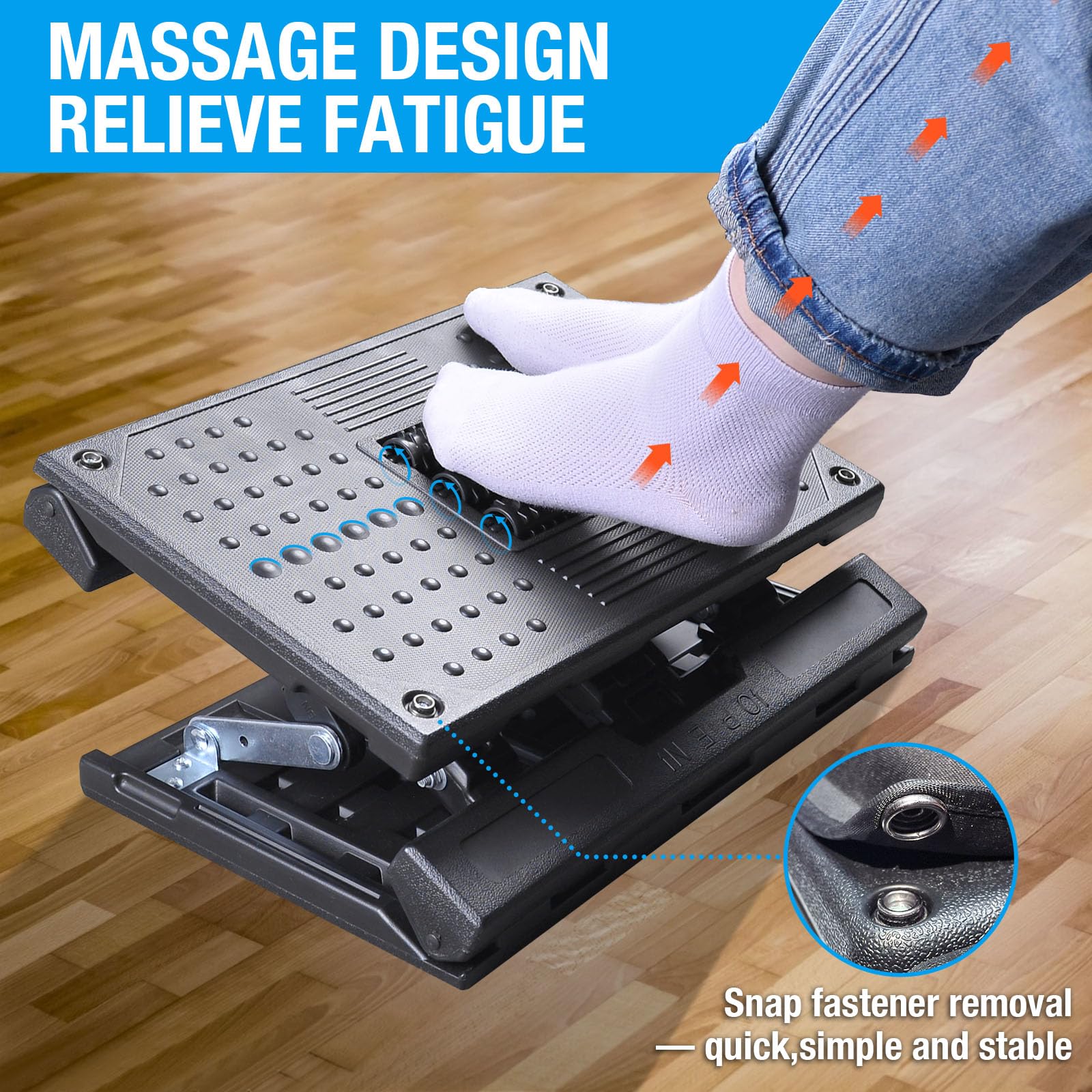 Adjustable Ergonomic Under-Desk Footrest for Office