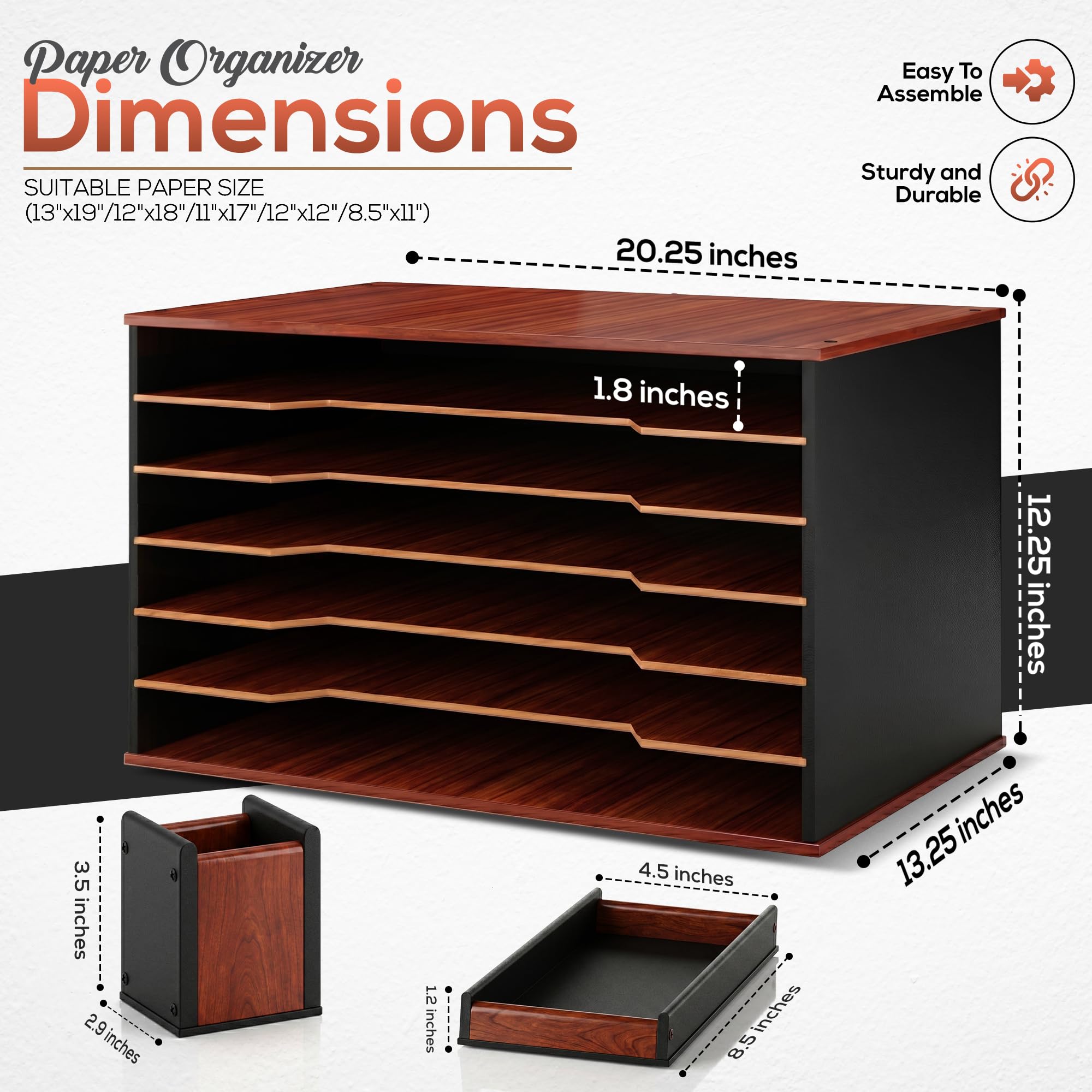 Davis Lorence 6-Tier Wooden Paper Organizer for 11x17