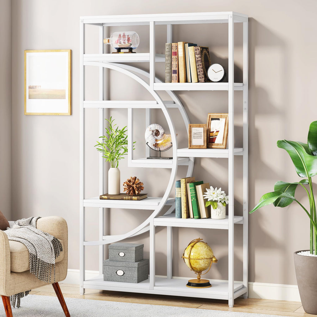 Tribesigns Industrial Bookshelf Bookcase with 9 Open Shelf
