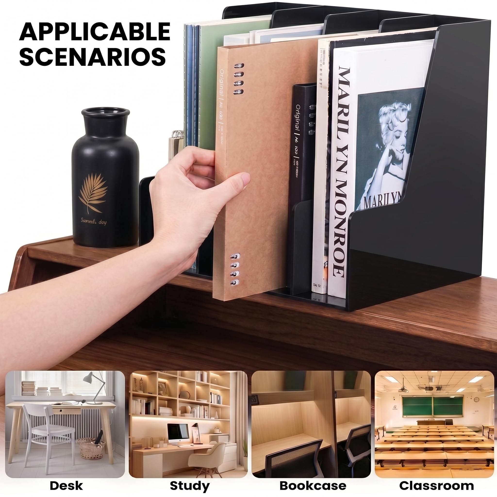 Vertical Magazine File Holder & Desktop File Organizer