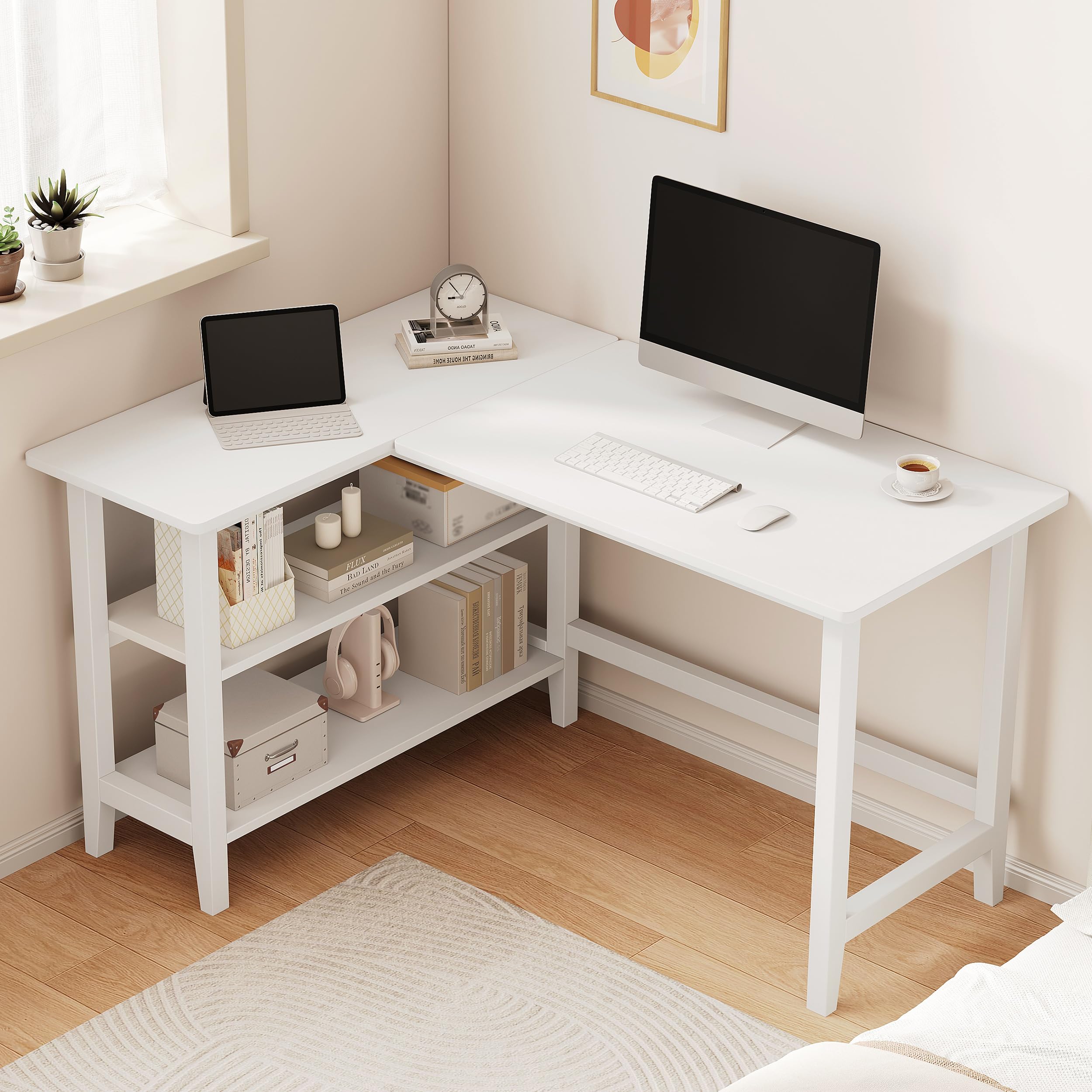 IOTXY Reversible L-Shaped Office Desk with Storage