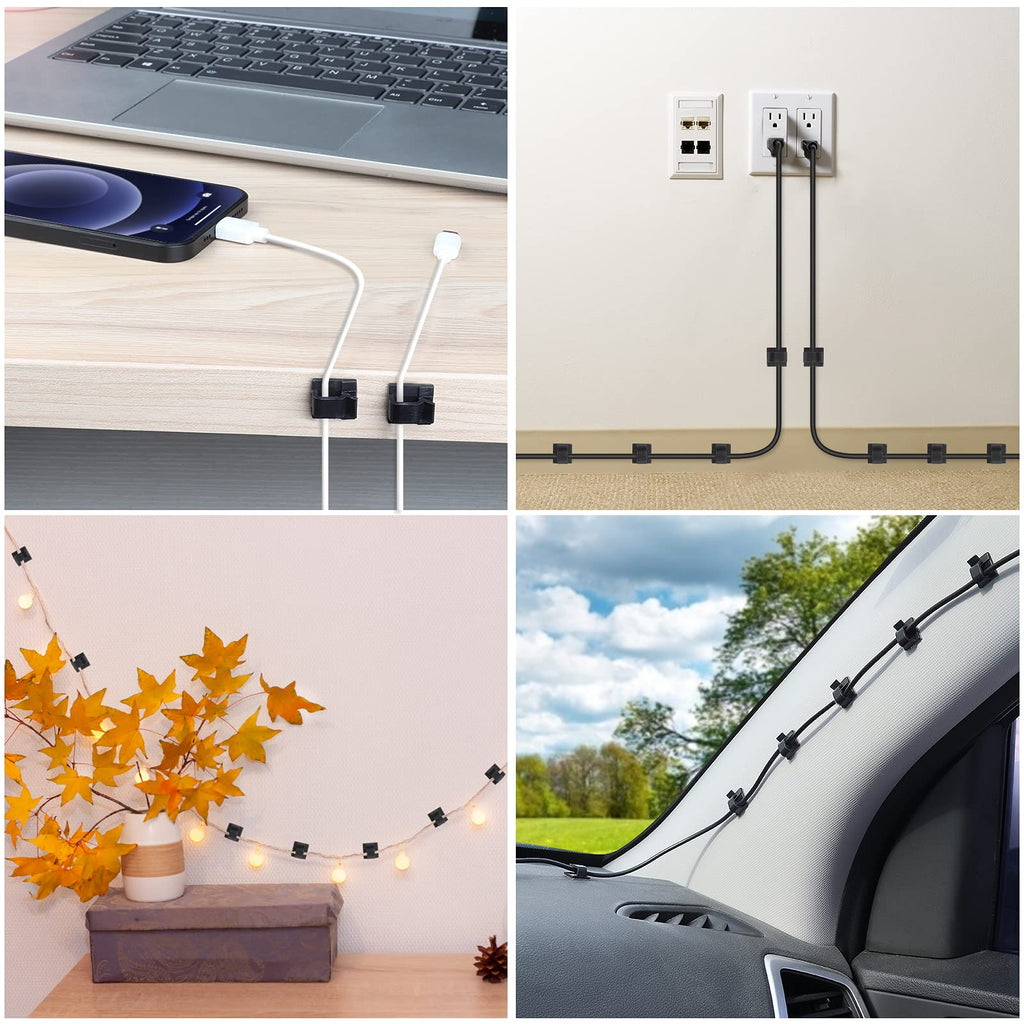 Adhesive Cable Management Clips for Office Desk Organization
