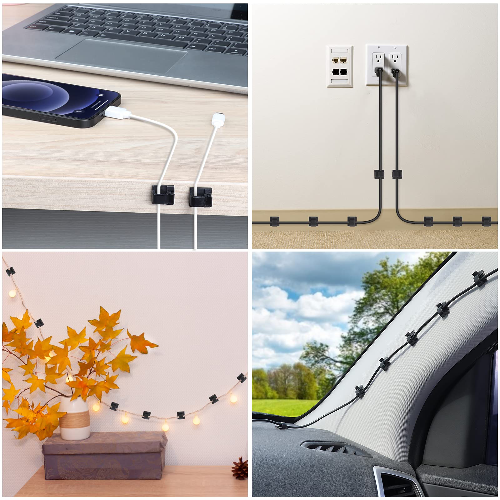 Adhesive Cable Management Clips for Office Desk Organization