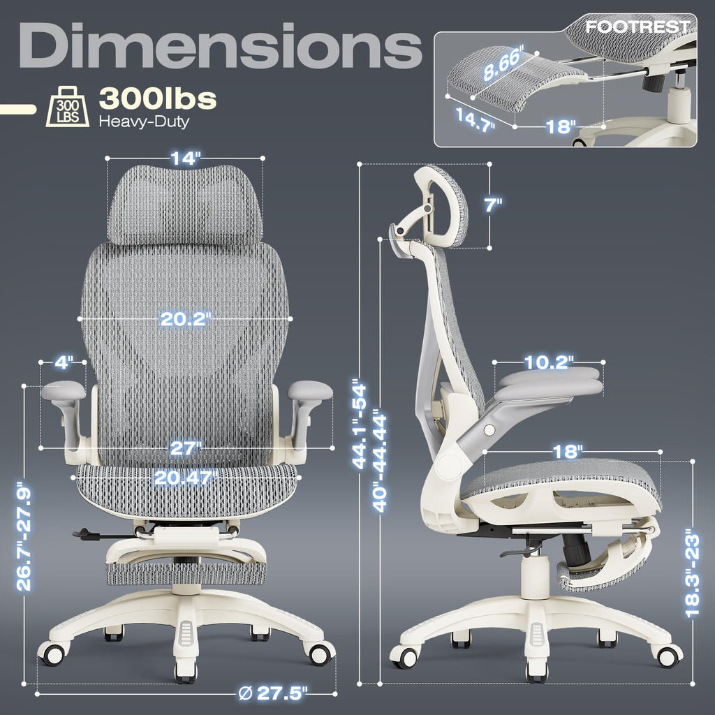 ELABEST X100 Ergonomic Mesh Office Chair with Footrest