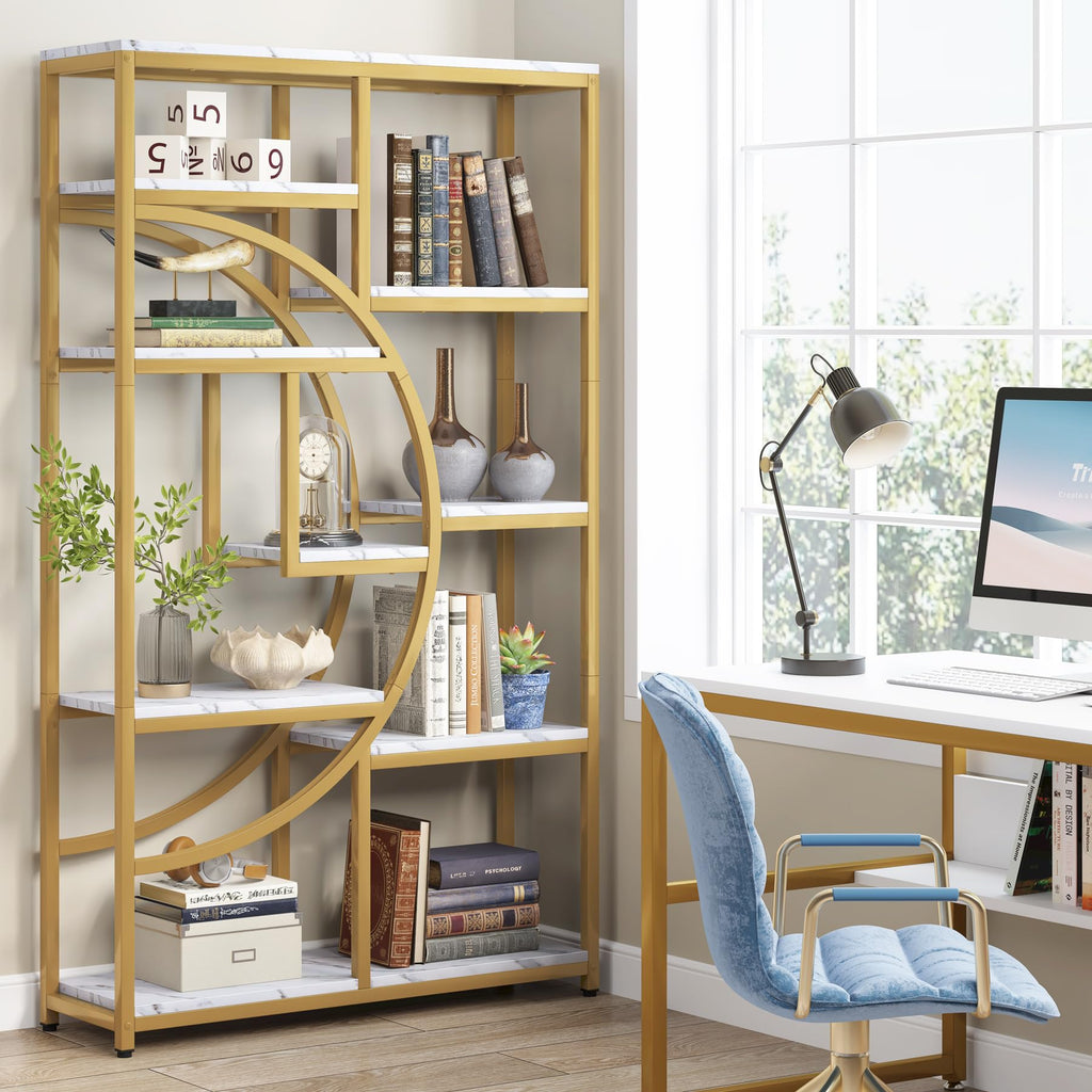 Tribesigns Industrial Bookshelf Bookcase with 9 Open Shelf