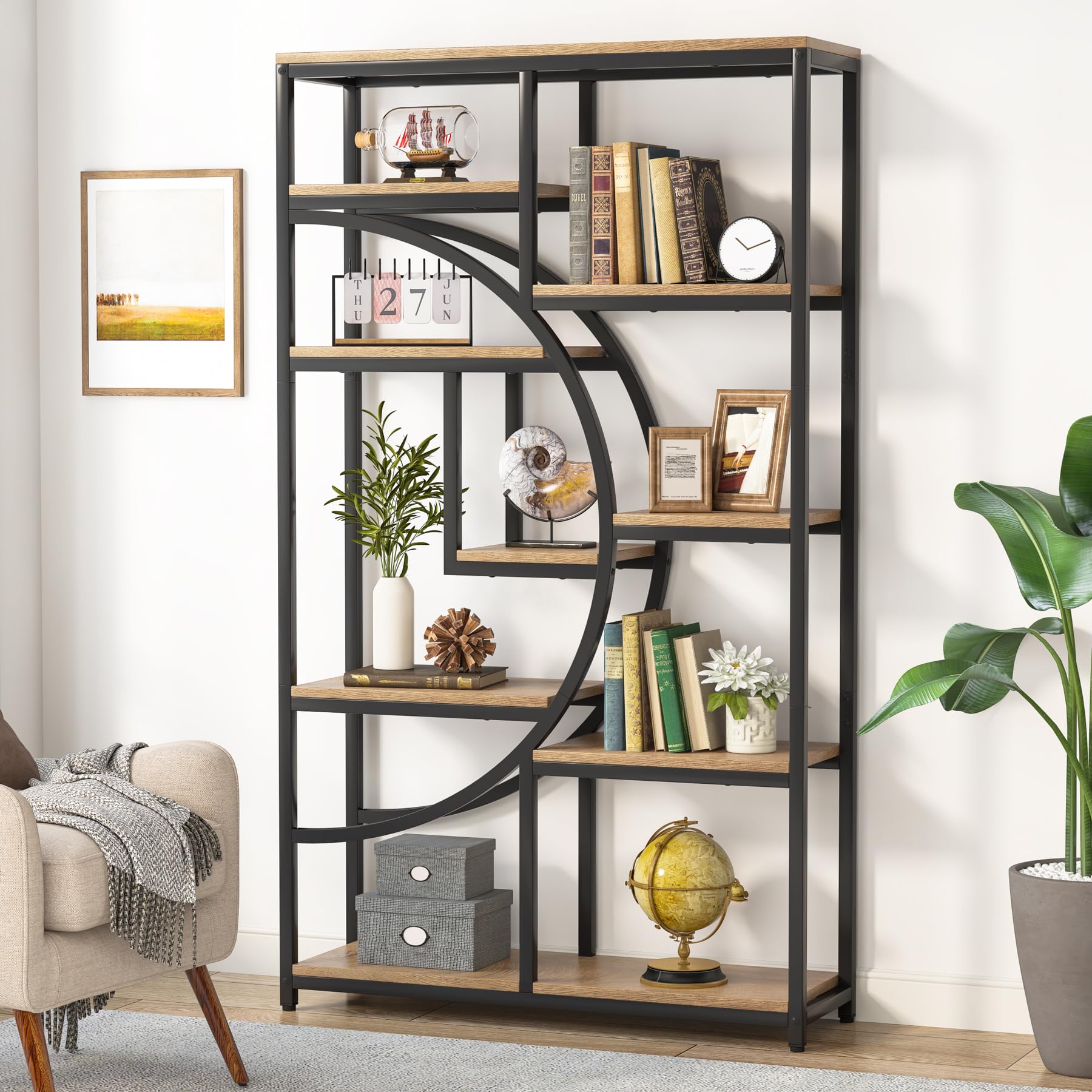 Tribesigns Industrial 9-Shelf Open Office Bookcase