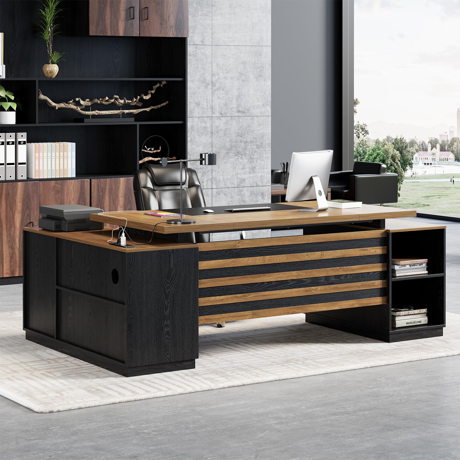Epecoya 78-Inch L-Shaped Executive Office Desk