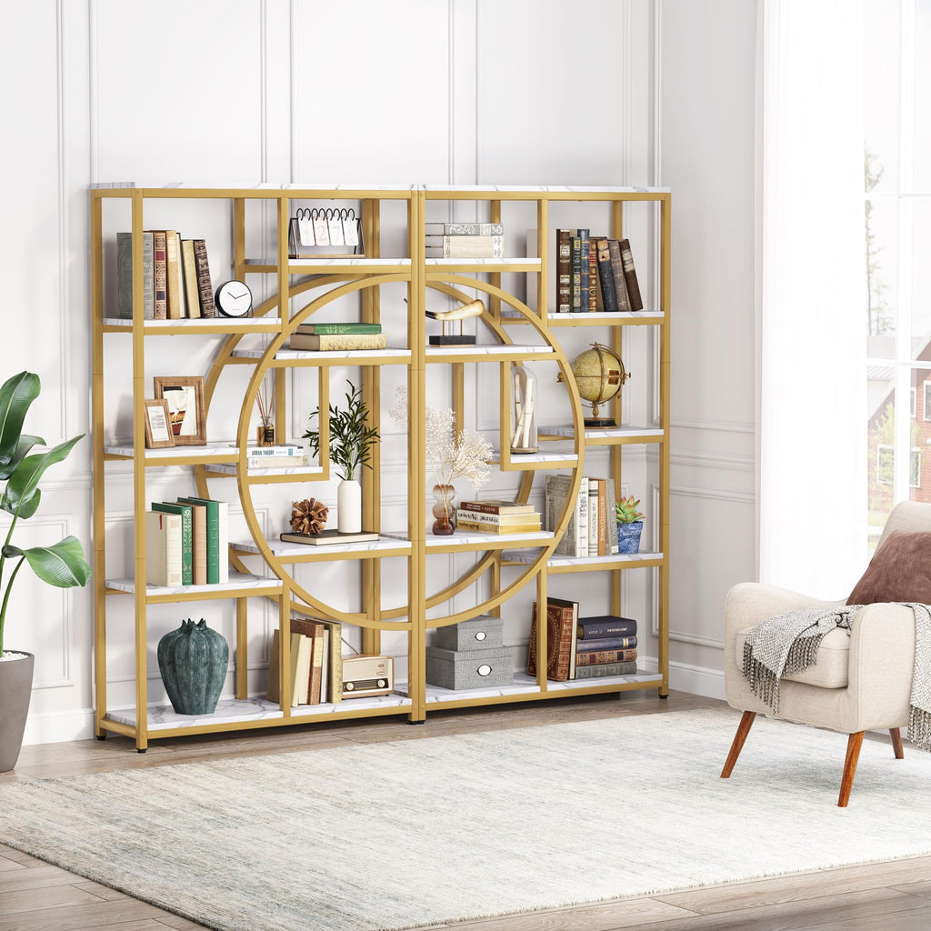 Tribesigns Industrial Bookshelf Bookcase with 9 Open Shelf