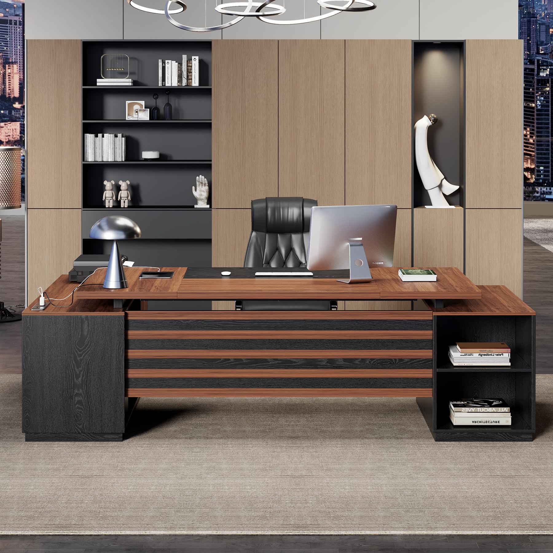 Epecoya 78-Inch L-Shaped Executive Desk