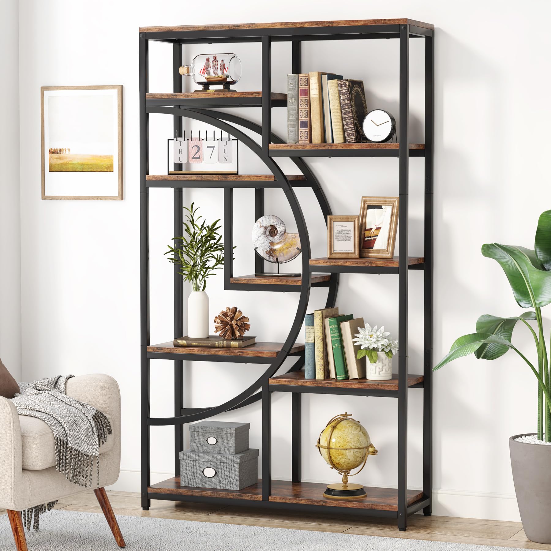 Tribesigns Industrial 9-Shelf Open Office Bookcase