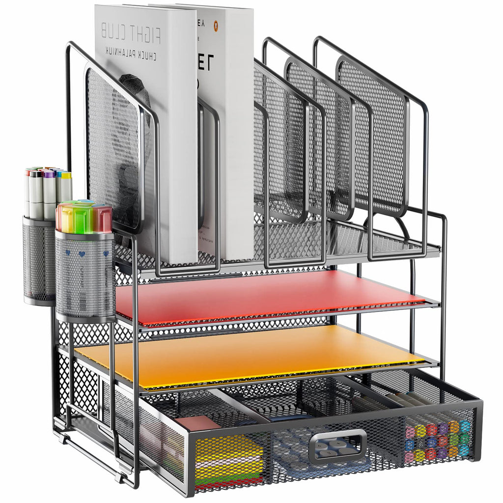 Marbrasse 4-Tier Mesh Desk File Organizer for Office