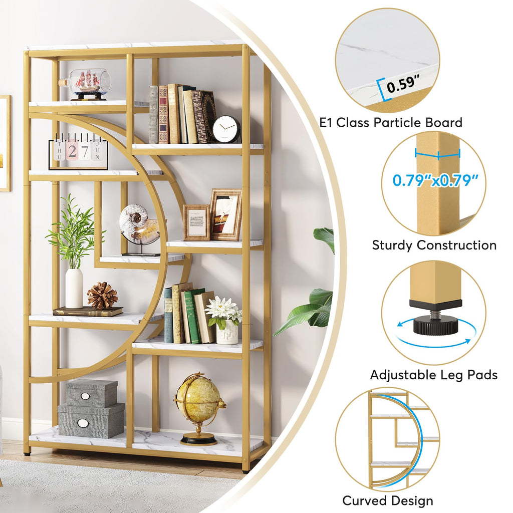 Tribesigns Industrial Bookshelf Bookcase with 9 Open Shelf