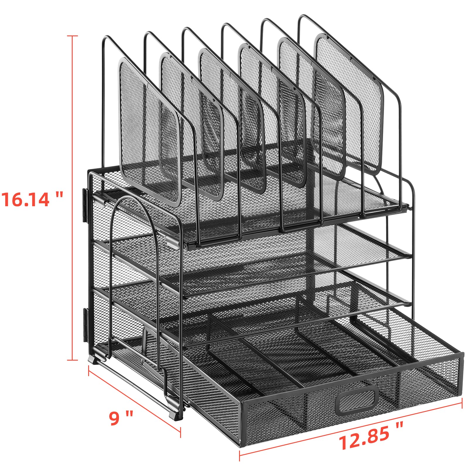 Marbrasse 4-Tier Mesh Desk File Organizer for Office