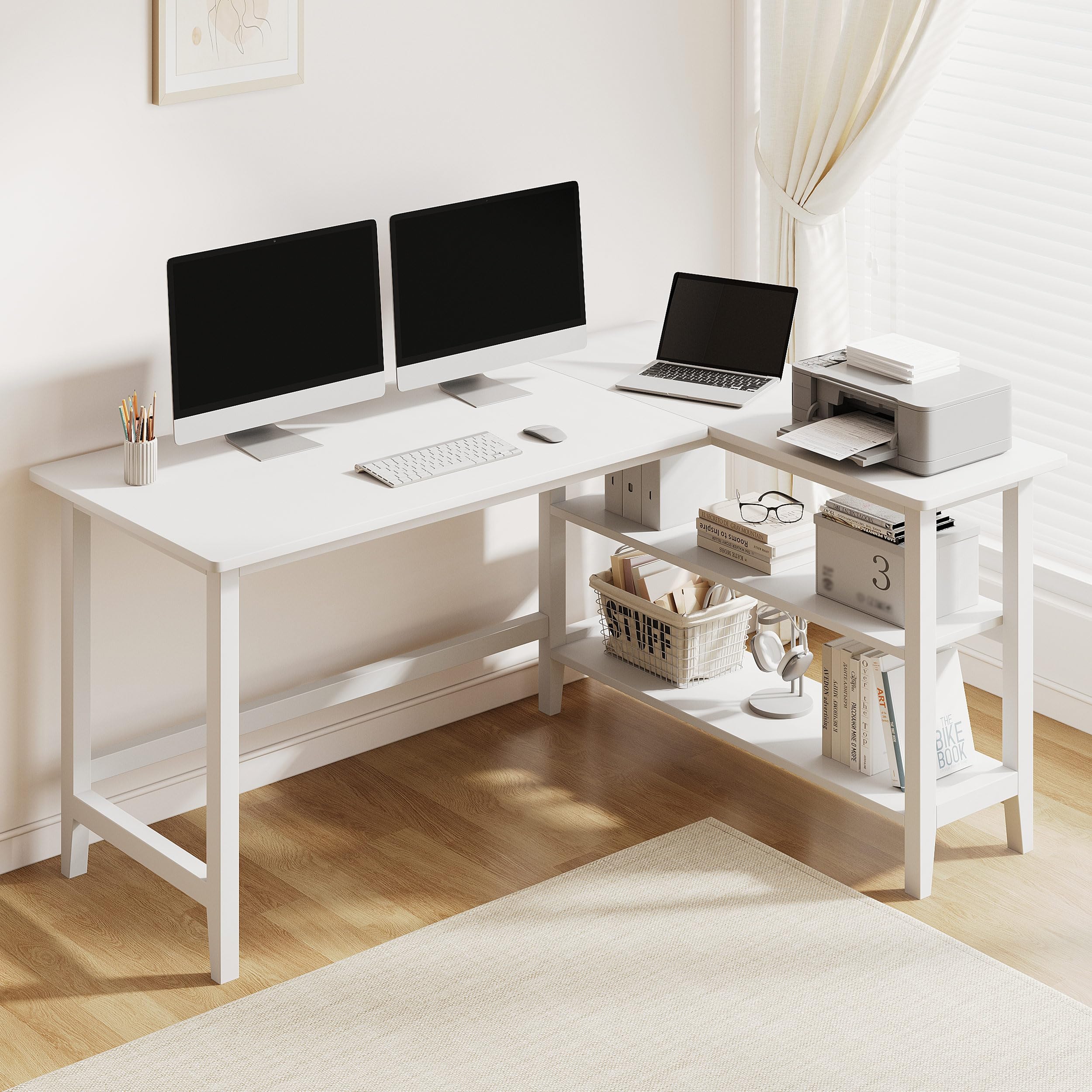 IOTXY Reversible L-Shaped Office Desk with Storage
