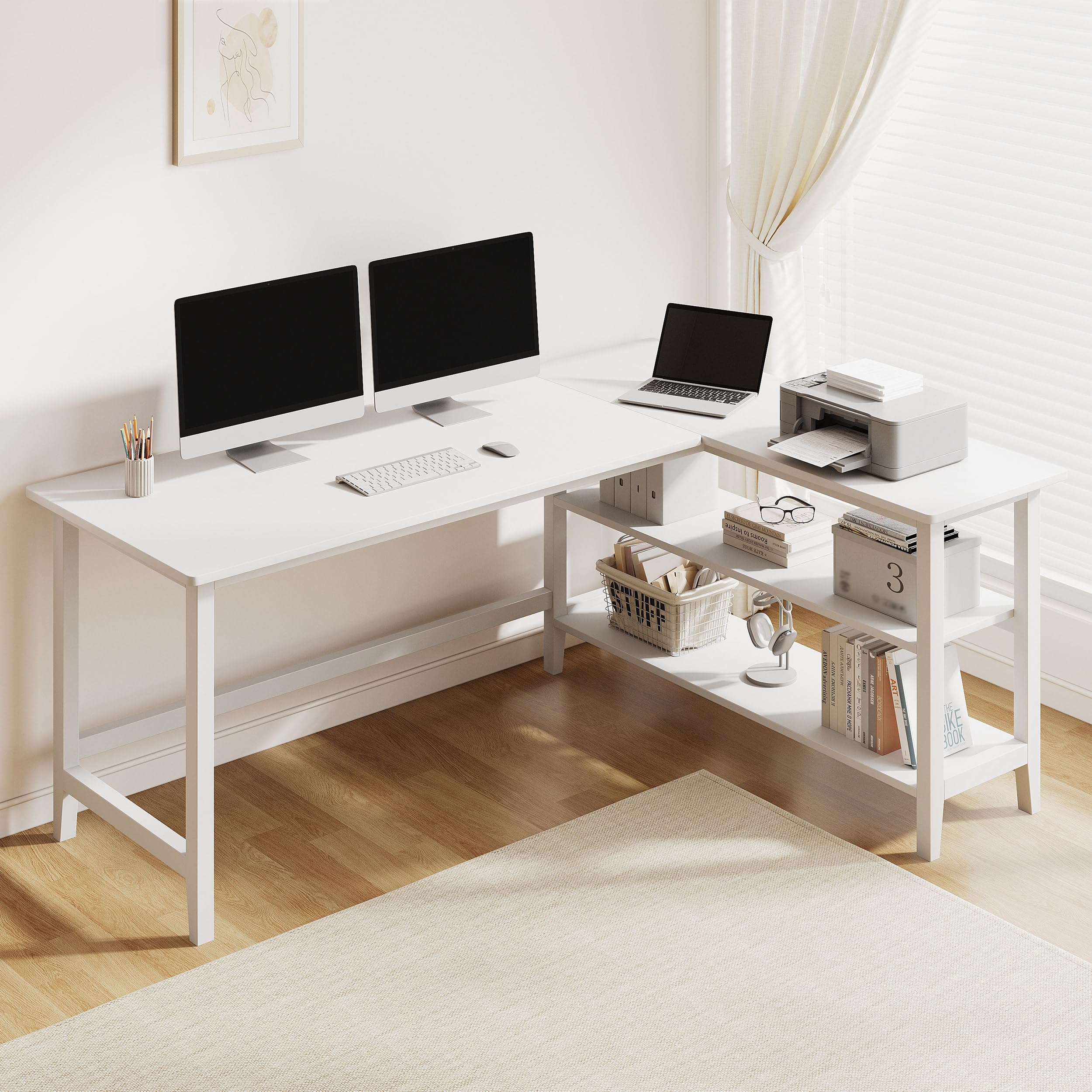 IOTXY Reversible L-Shaped Office Desk with Storage