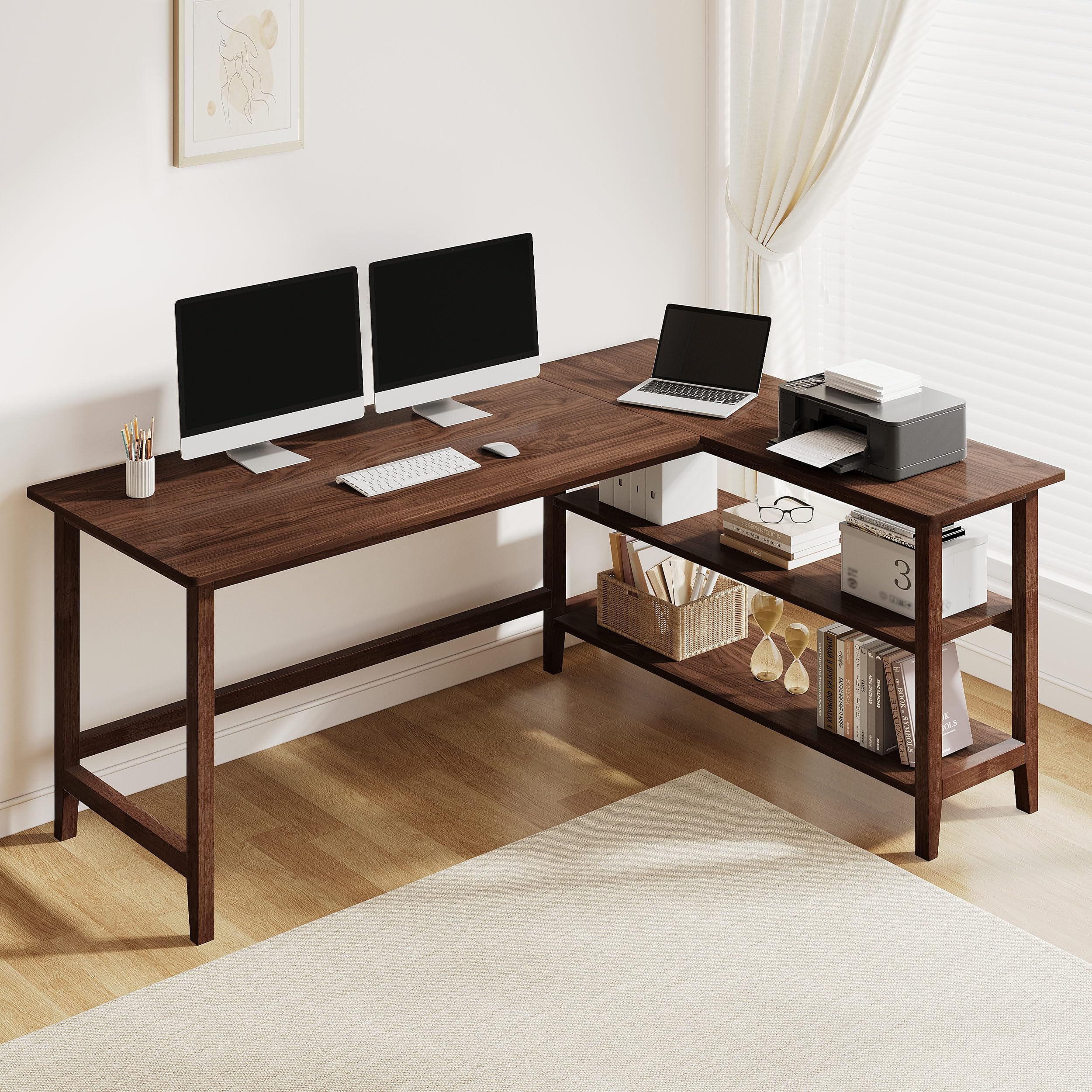 IOTXY Reversible L-Shaped Office Desk with Storage